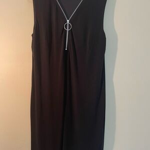 JM Collection Black Midi Dress with Silver Ring Detail